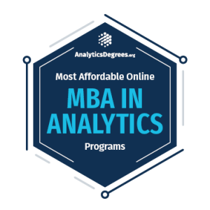 Badge for the Most Affordable Online MBA in Analytics Programs Award